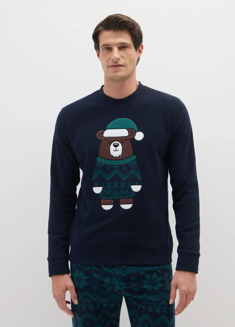 Pigiama Multicolor Regular Fit Con Motivo Natalizio, Uomo, Multicolor miniatura 2