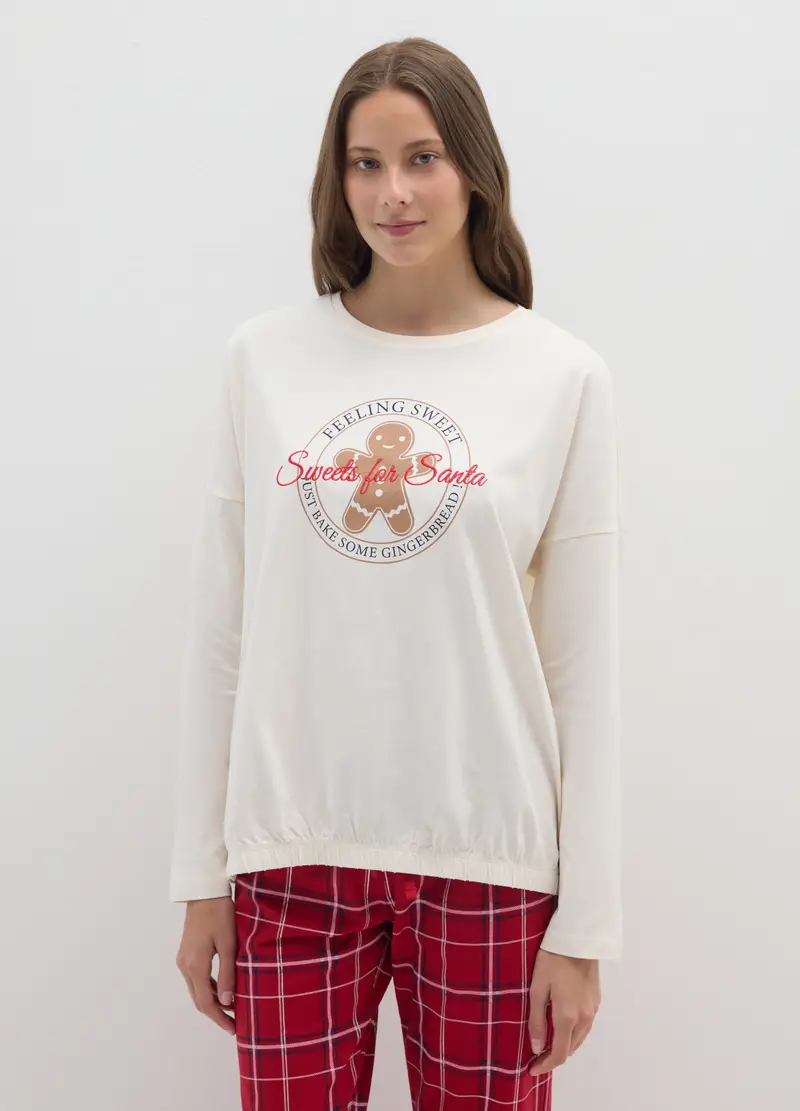 Pigiama Natalizio A Quadri Multicolor In Puro Cotone Regular Fit, Donna, Multicolor miniatura 2