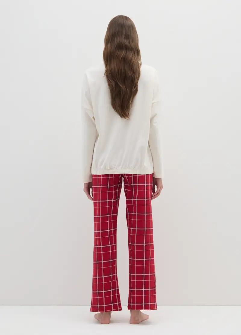 Pigiama Natalizio A Quadri Multicolor In Puro Cotone Regular Fit, Donna, Multicolor miniatura 3