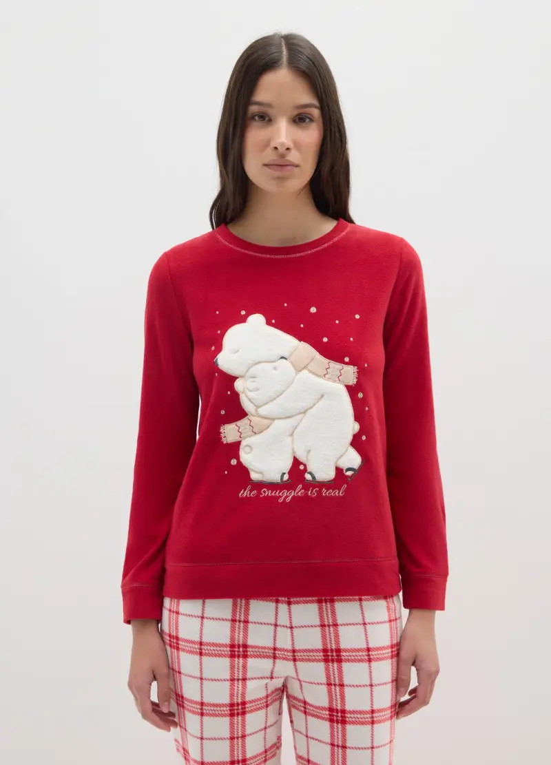 Pigiama Natalizio A Quadri Multicolor Regular Fit Con Stampa, Donna, Multicolor miniatura 2