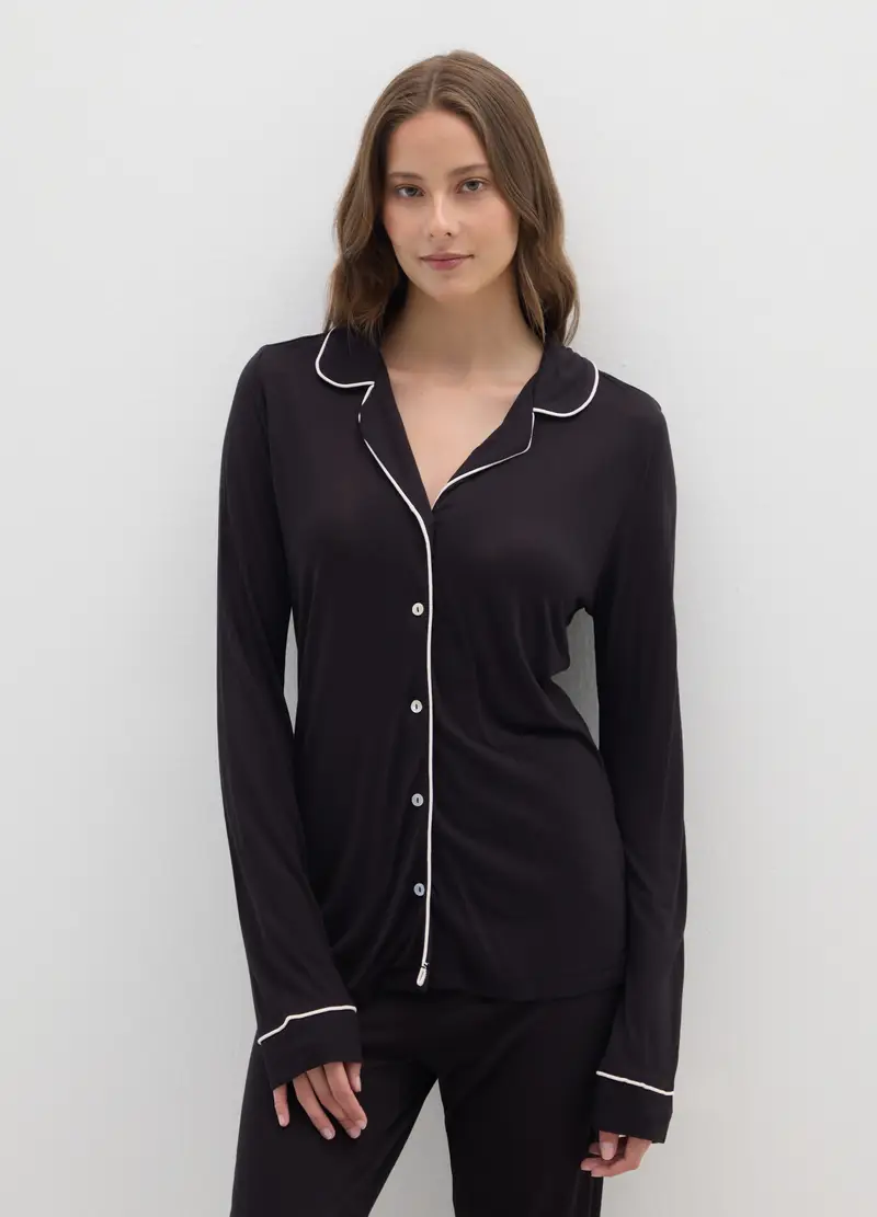 Pigiama Nero Regular Fit, Donna, Nero miniatura 2