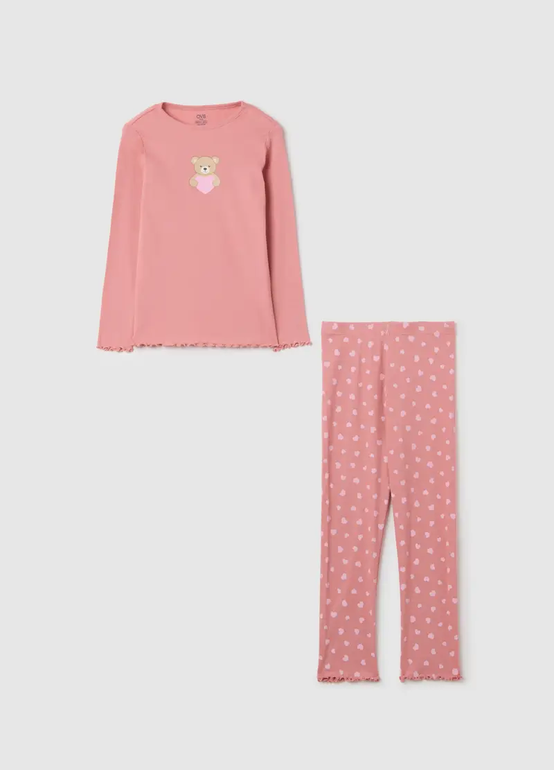 Pigiama Rosa In Cotone Per Bambina, Rosa