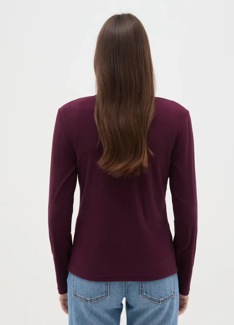 Pile A Collo Alto Rosso Con Mezza Zip Regular Fit, Donna, Rosso miniatura 3