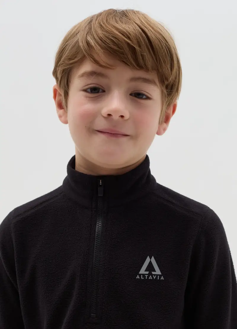 Pile Half-zip Altavia With Deborah Compagnoni, Bambino, Nero miniatura 3