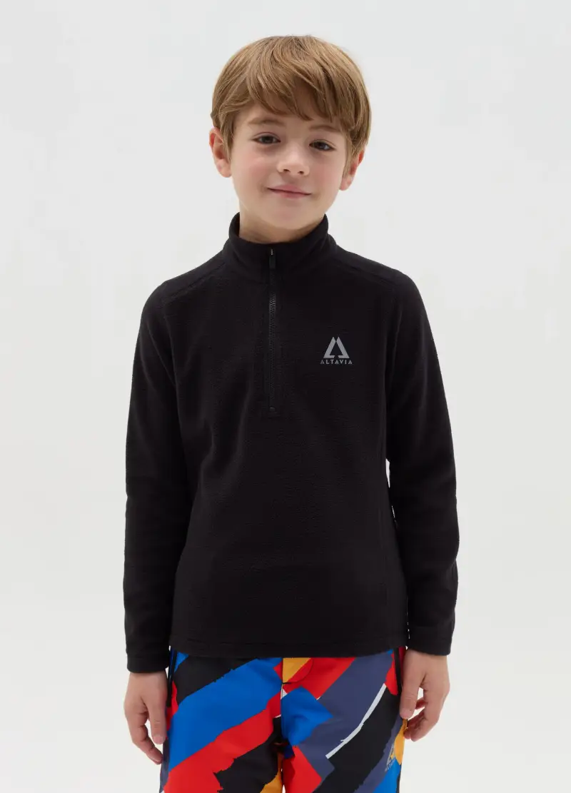 Pile Half-zip Altavia With Deborah Compagnoni, Bambino, Nero