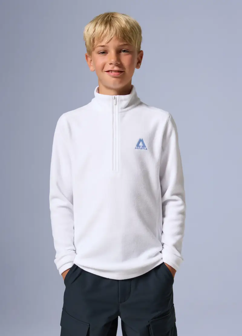 Pile Half Zip Altavia With Deborah Compagnoni, Unisex, Bianco miniatura 2