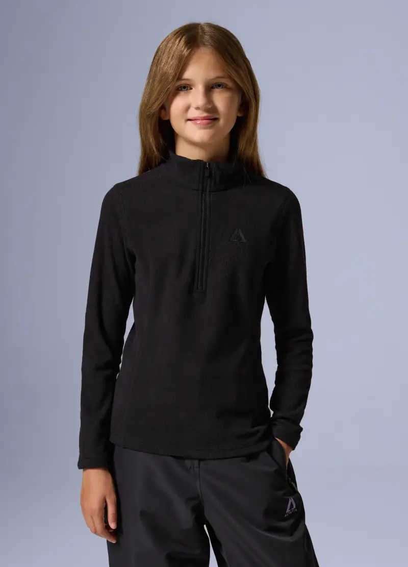 Pile Half Zip Altavia With Deborah Compagnoni, Unisex, Nero miniatura 2