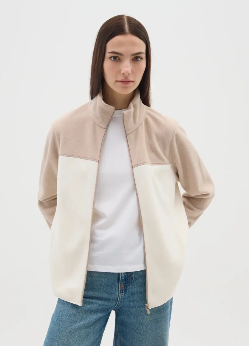 Pile Multicolor Vestibilità Relaxed Con Zip, Donna, Multicolor