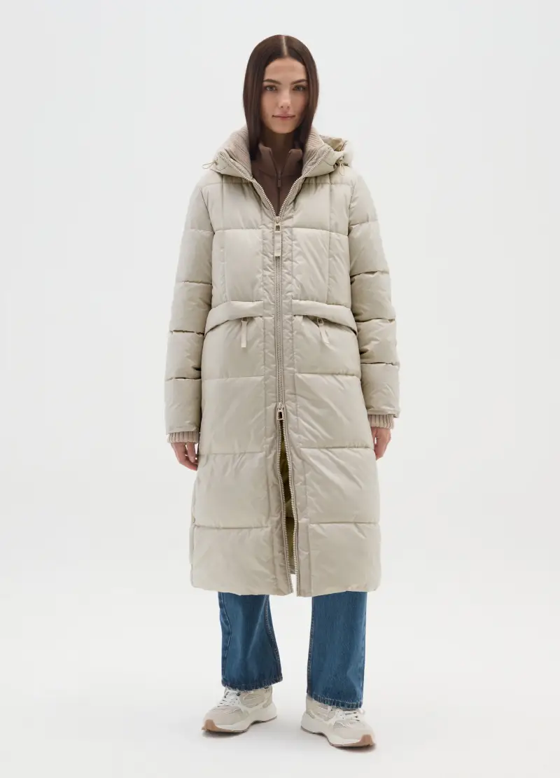 Piumino Lungo The Iconic Puffer Beige Chiaro Con Cappuccio, Donna, Beige