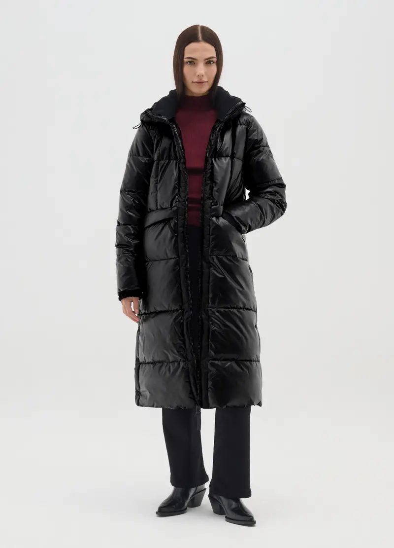 Ovs Piumino Lungo The Iconic Puffer Nero Con Cappuccio Donna miniatura 2