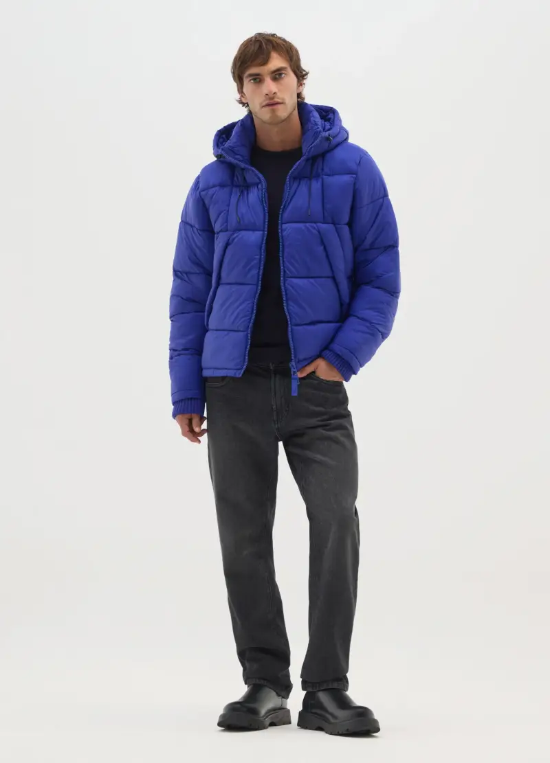 Piumino The Iconic Puffer Blu Elettrico Con Cappuccio Removibile, Uomo, Blu