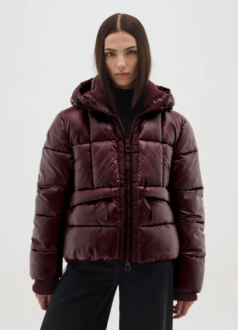Piumino The Iconic Puffer Bordeaux Con Cappuccio, Donna, Rosso miniatura 2