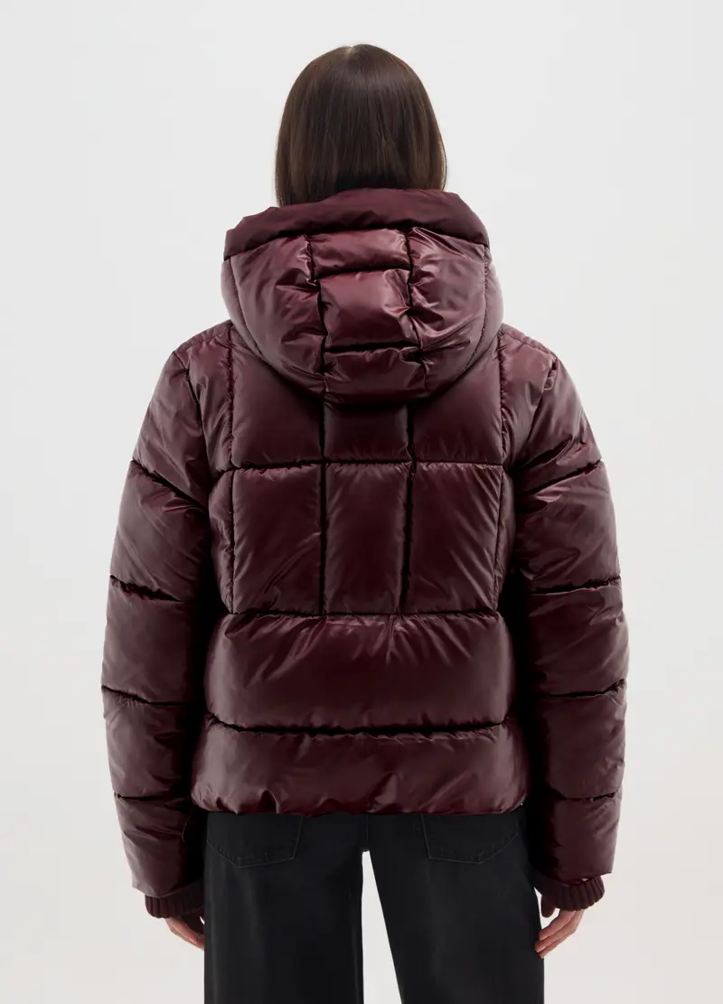 Piumino The Iconic Puffer Bordeaux Con Cappuccio, Donna, Rosso miniatura 3