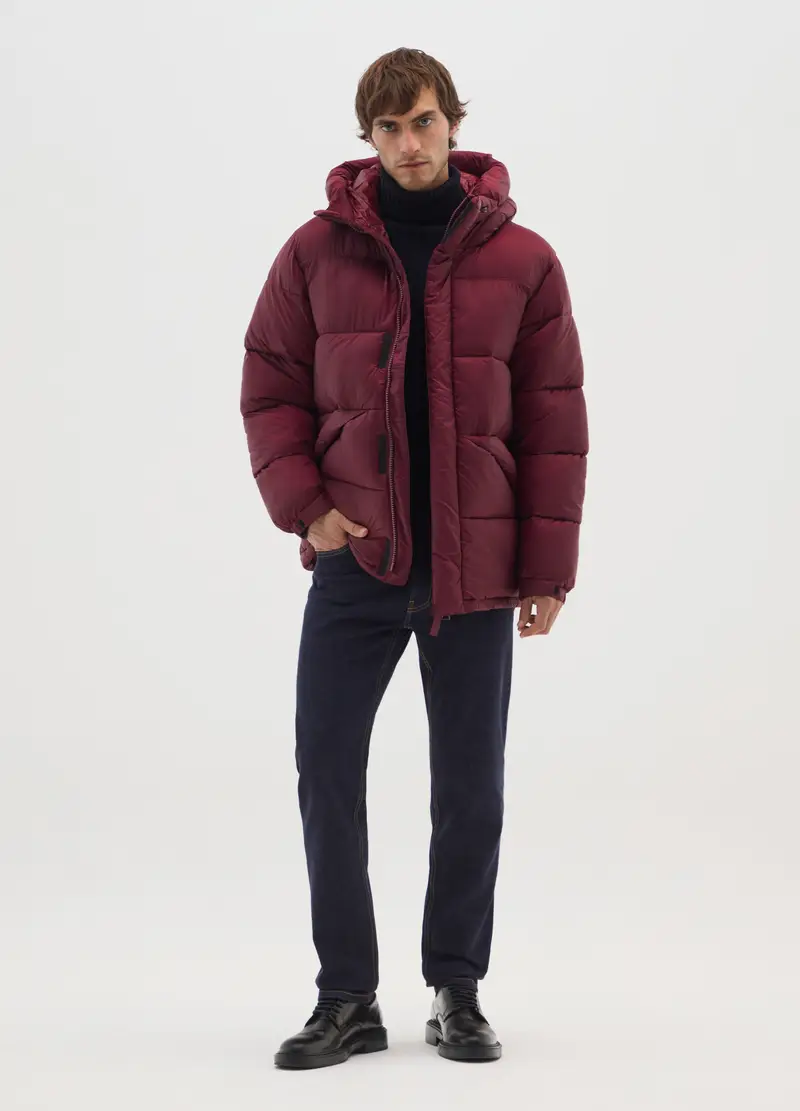 Piumino The Iconic Puffer Bordeaux Con Cappuccio Regolabile, Uomo, Rosso miniatura 2