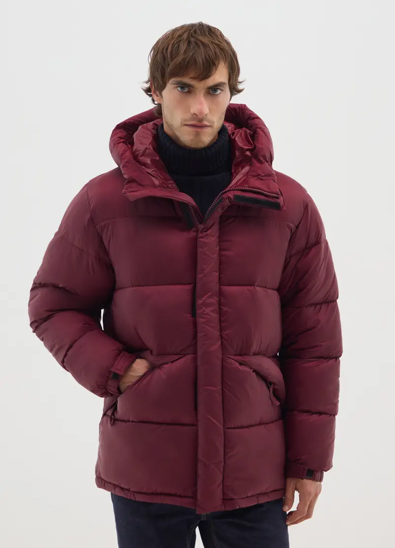 Piumino The Iconic Puffer Bordeaux Con Cappuccio Regolabile, Uomo, Rosso miniatura 3