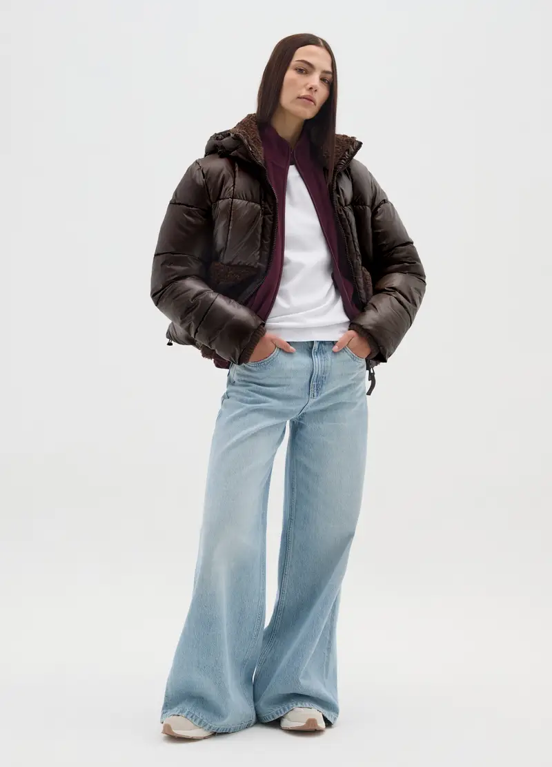 Piumino The Iconic Puffer Marrone Con Cappuccio E Dettagli Sherpa, Donna, Marrone miniatura 2