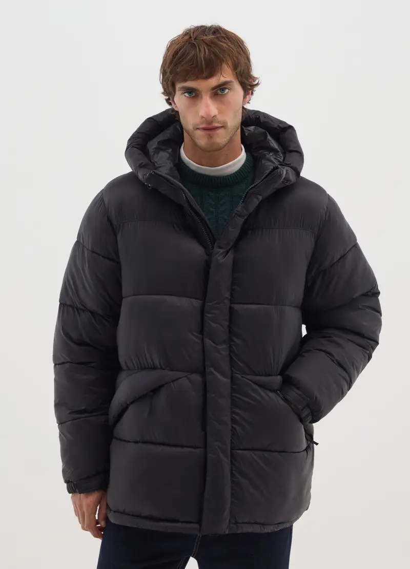 Piumino The Iconic Puffer Nero Con Cappuccio Regolabile, Uomo, Nero miniatura 2