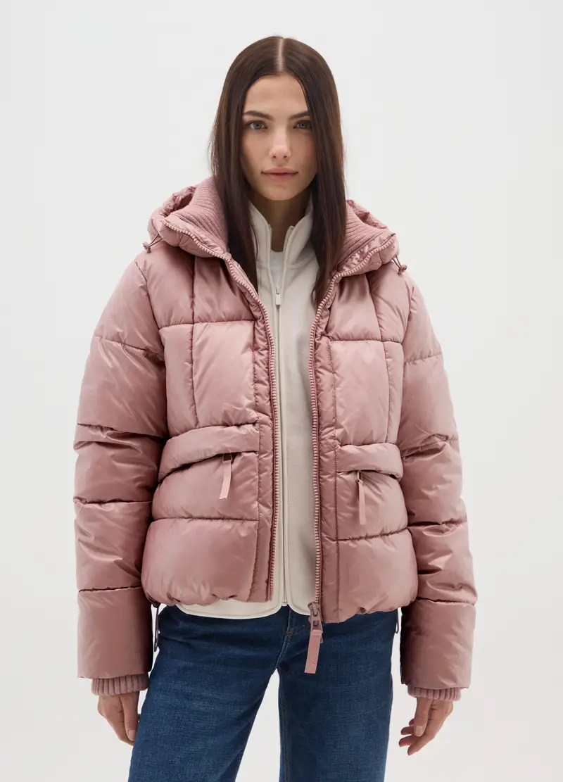 Piumino The Iconic Puffer Rosa Con Cappuccio, Donna, Rosa miniatura 3