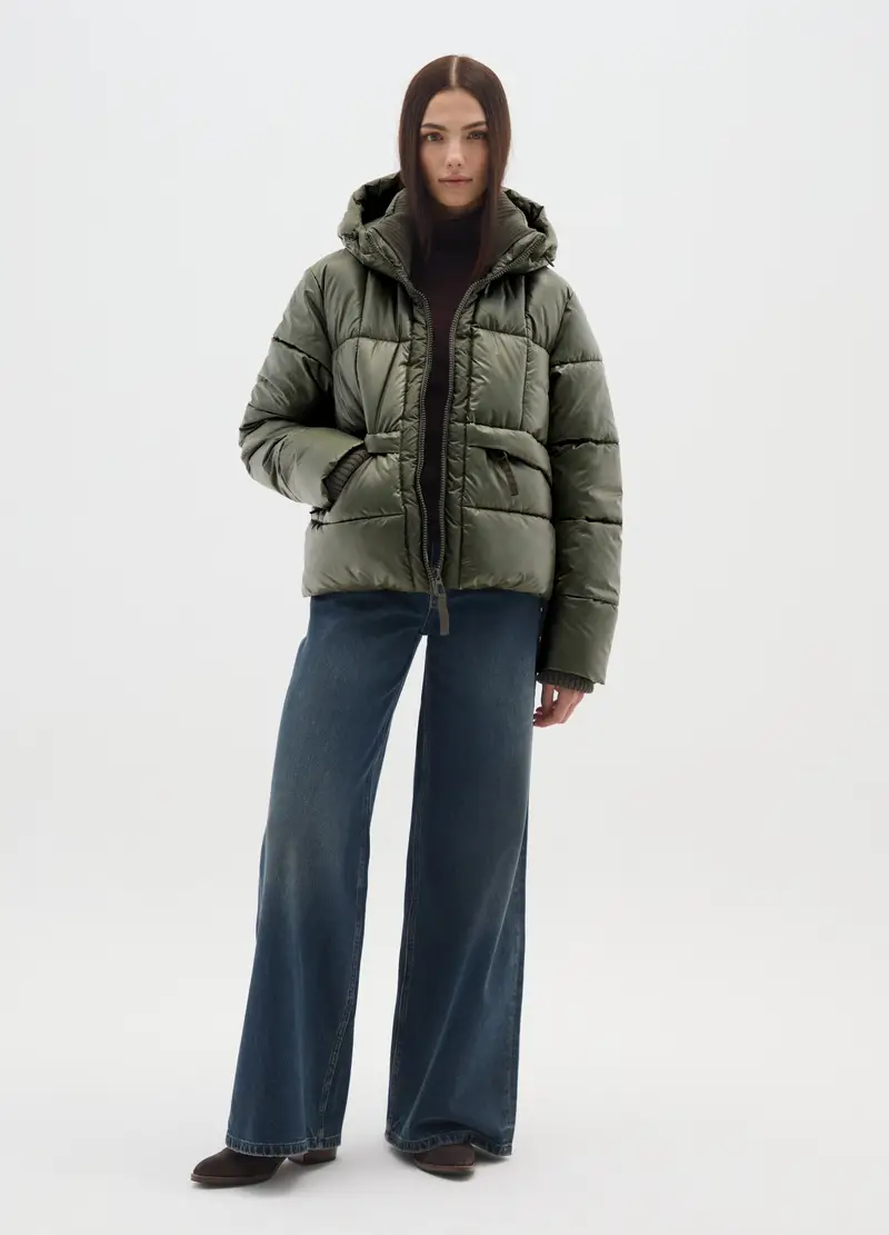 Piumino The Iconic Puffer Verde Con Cappuccio, Donna, Verde miniatura 2