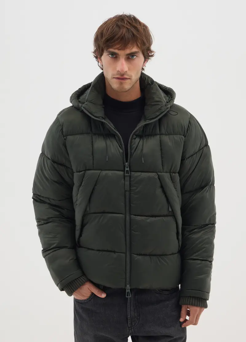 Piumino The Iconic Puffer Verde Scuro Con Cappuccio Removibile, Uomo, Verde miniatura 2