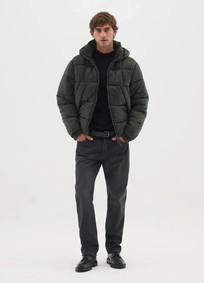 Piumino The Iconic Puffer Verde Scuro Con Cappuccio Removibile, Uomo, Verde