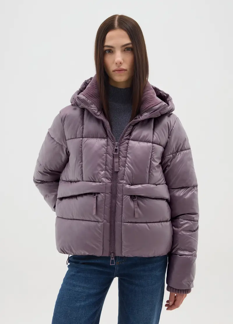 Piumino The Iconic Puffer Viola Malva Con Cappuccio, Donna, Viola miniatura 2