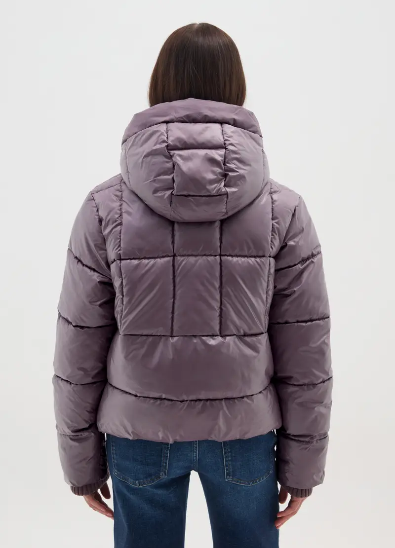 Piumino The Iconic Puffer Viola Malva Con Cappuccio, Donna, Viola miniatura 3