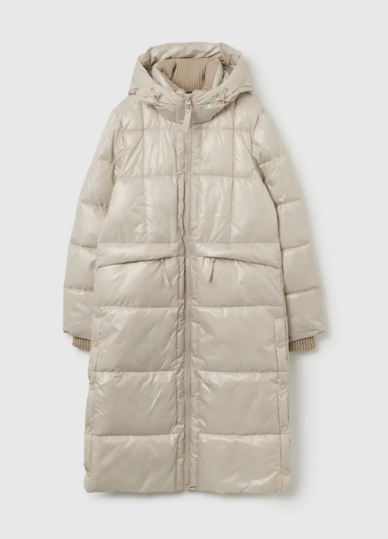 Piumino The Perfect Puffer Beige Lungo Con Cappuccio, Donna, Beige