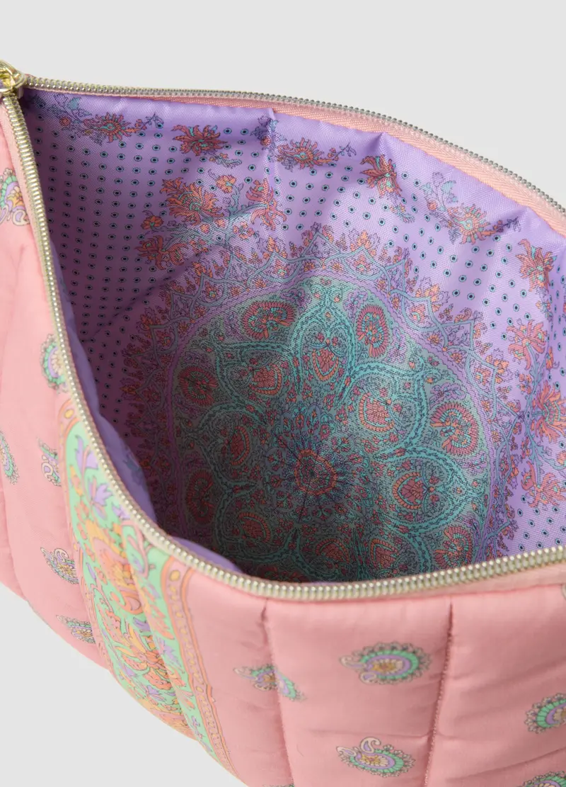 Pochette In Puro Cotone Rosa Con Pompon, Donna, Rosa miniatura 3