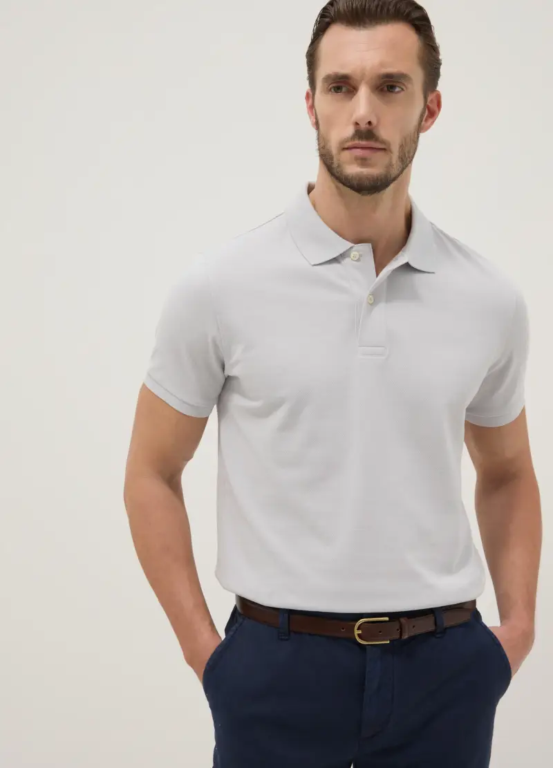 Polo A Maniche Corte In Puro Cotone Grigia Regular Fit, Uomo, Grigio