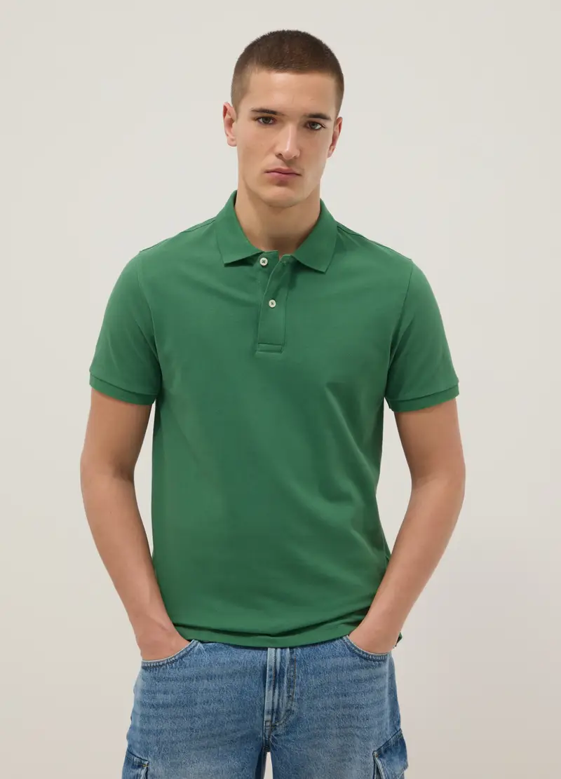Polo A Maniche Corte In Puro Cotone Verde Regular Fit, Uomo, Verde