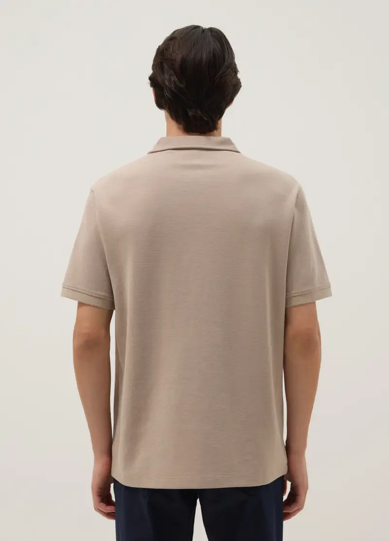 Polo In Cotone Elasticizzato Beige Regular Fit, Uomo, Beige miniatura 3