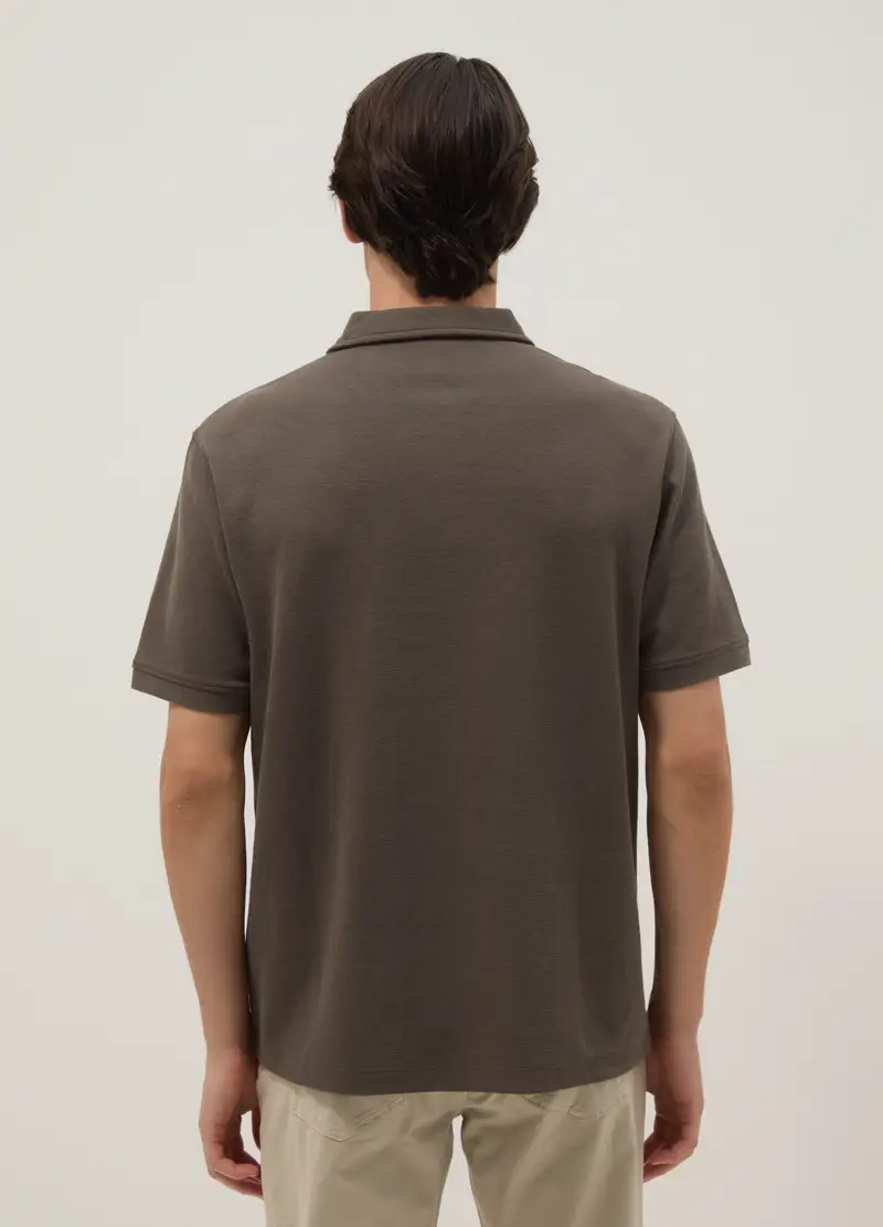 Polo In Cotone Elasticizzato Marrone Regular Fit, Uomo, Marrone miniatura 3