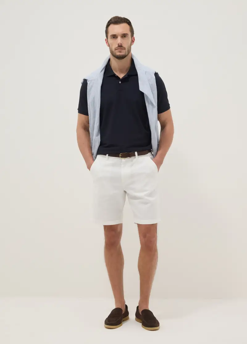 Polo In Misto Cotone Elasticizzato Nera Regular Fit, Uomo, Nero miniatura 2