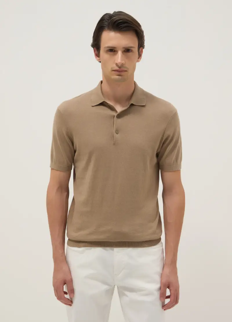 Polo In Puro Cotone Beige Regular Fit, Unisex, Beige