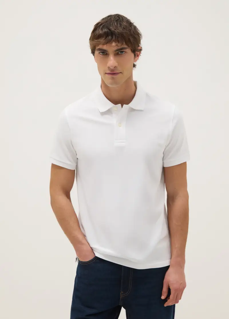 Polo In Puro Cotone Bianca Regular Fit, Uomo, Bianco