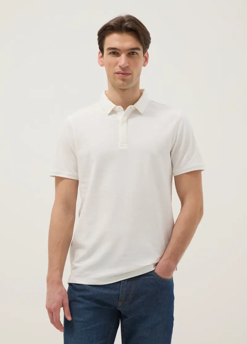 Polo In Puro Cotone Bianca Regular Fit, Uomo, Bianco