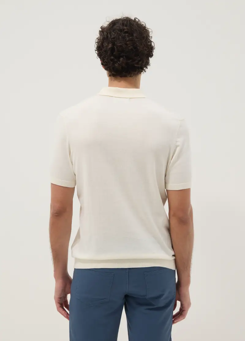 Polo In Puro Cotone Bianca Regular Fit, Uomo, Bianco miniatura 3