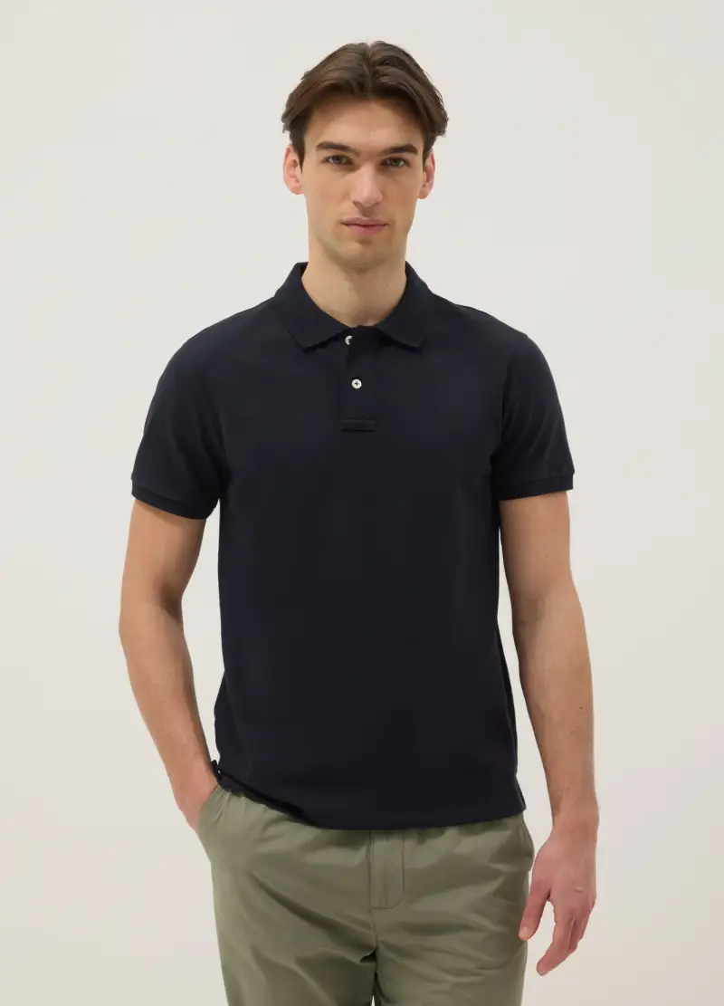 Polo In Puro Cotone Blu Slim Fit, Uomo, Blu