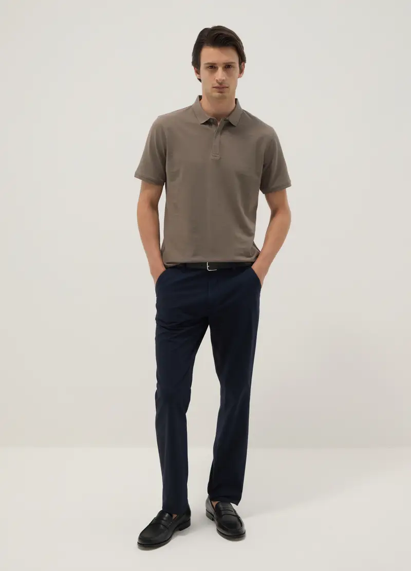 Polo In Puro Cotone Marrone Regular Fit, Uomo, Marrone miniatura 2