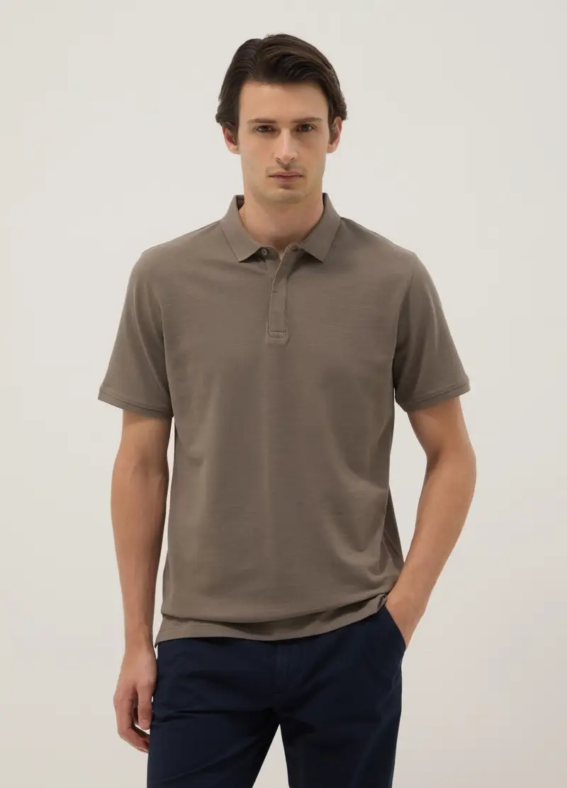 Polo In Puro Cotone Marrone Regular Fit, Uomo, Marrone