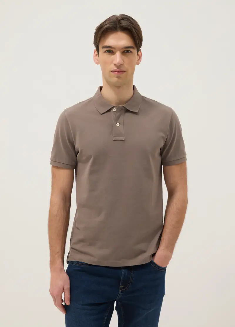 Polo In Puro Cotone Marrone Slim Fit, Uomo, Marrone