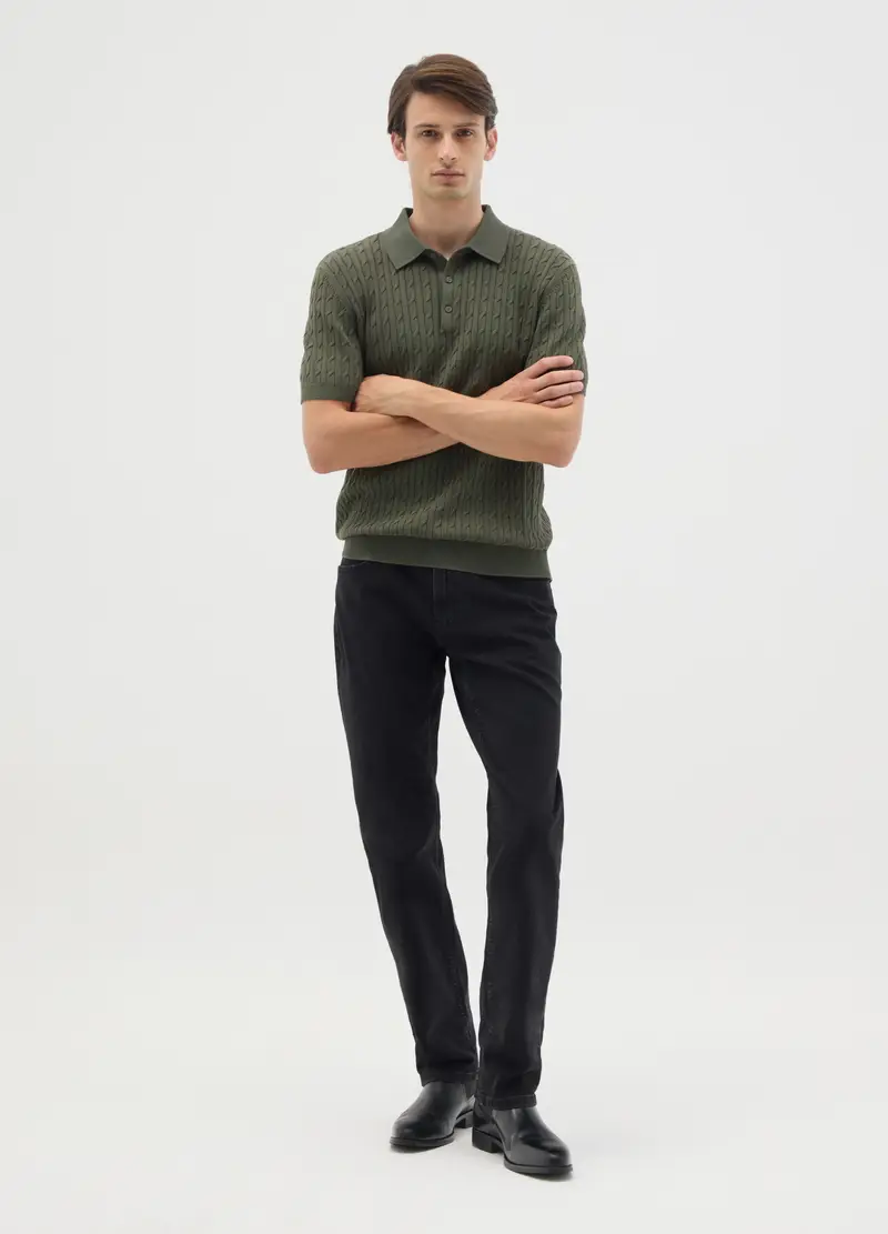 Polo In Puro Cotone Verde Regular Fit, Uomo, Verde