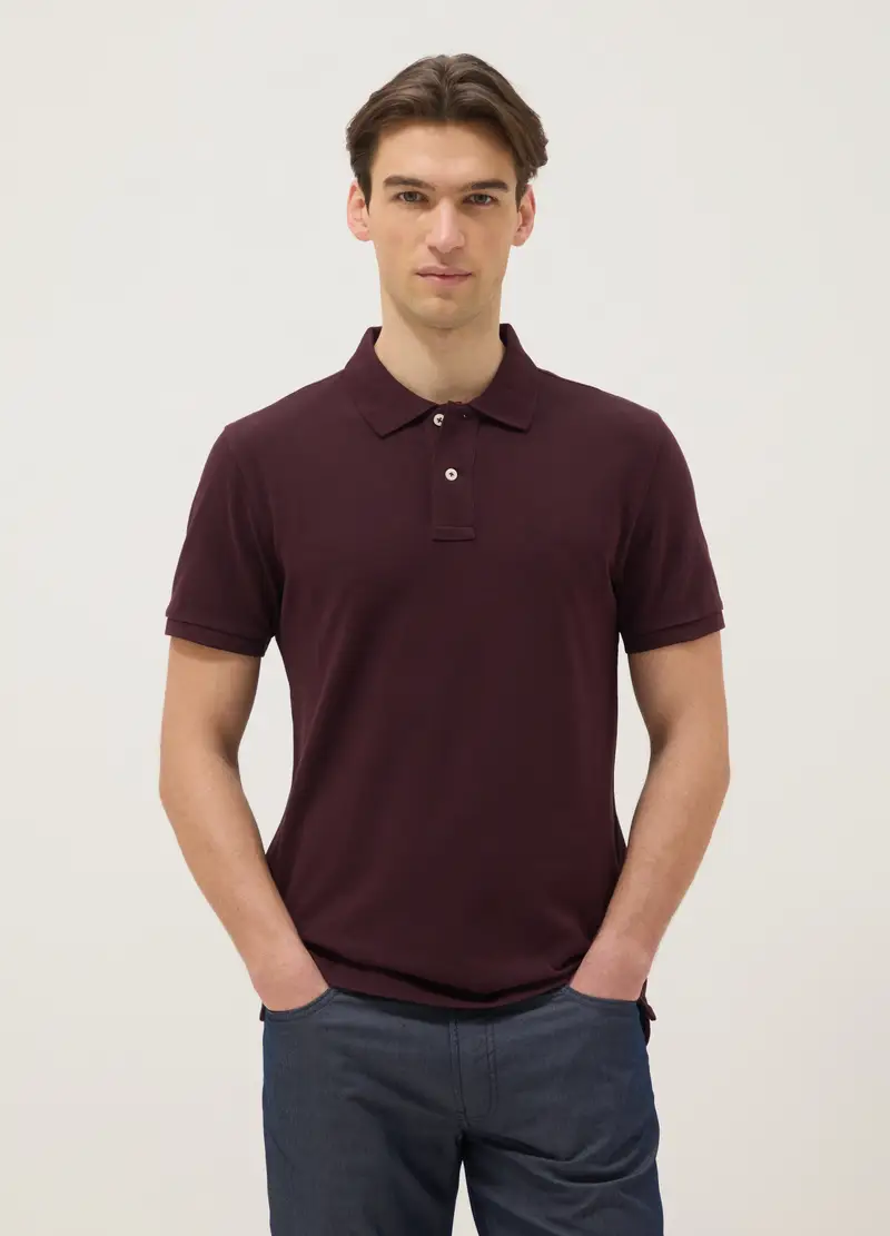 Polo In Puro Cotone Viola Slim Fit, Uomo, Viola