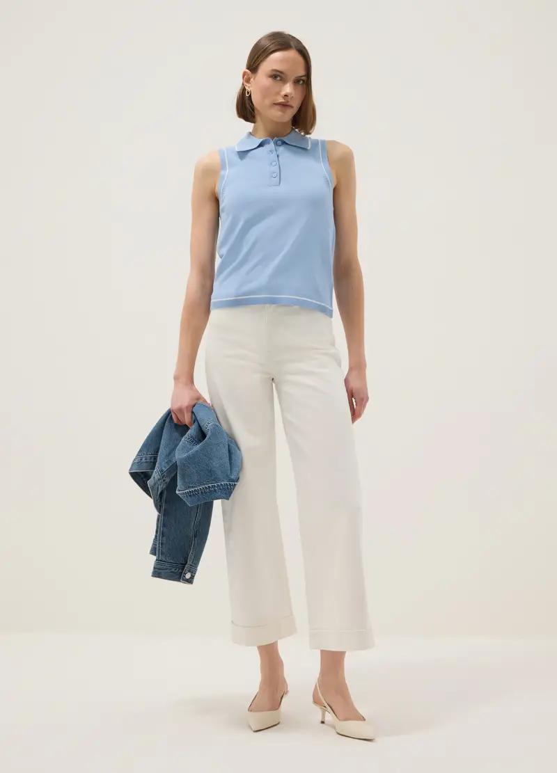 OVS Polo Donna Azzurro 4330230 miniatura 2