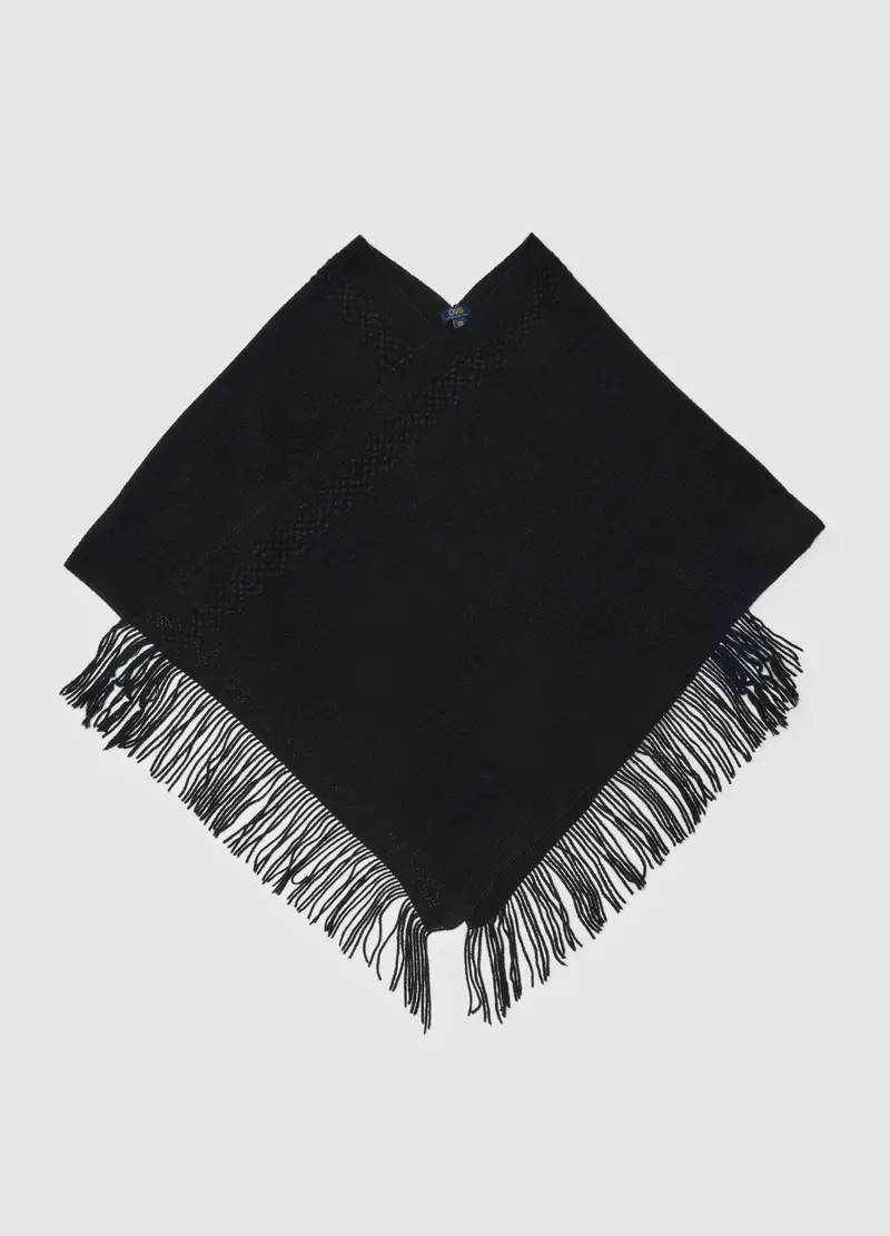 OVS , Poncho In Acrilico Nero Con Frange, Donna, Nero, Taglia: ONE SIZE