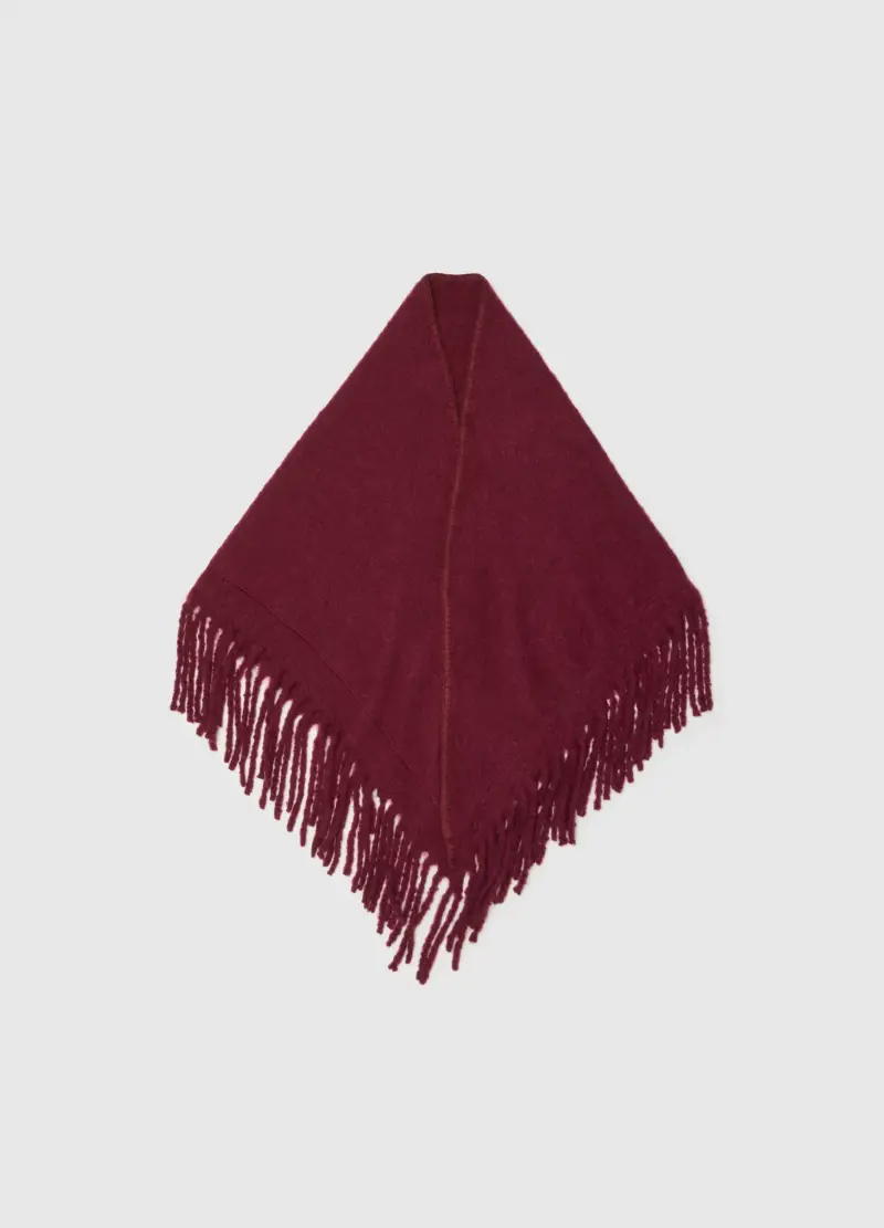 Poncho Rosso Con Frange, Donna, Rosso