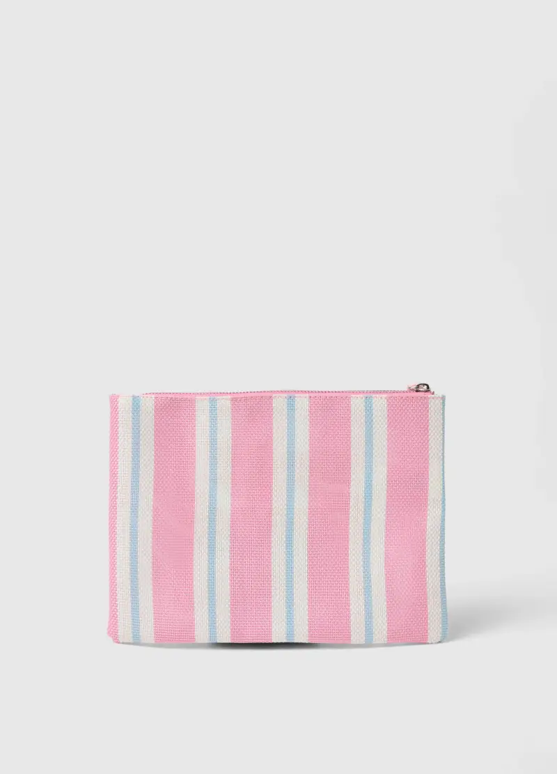 Portafoglio A Righe Multicolor Con Scritta Ricamata, Donna, Multicolor miniatura 2