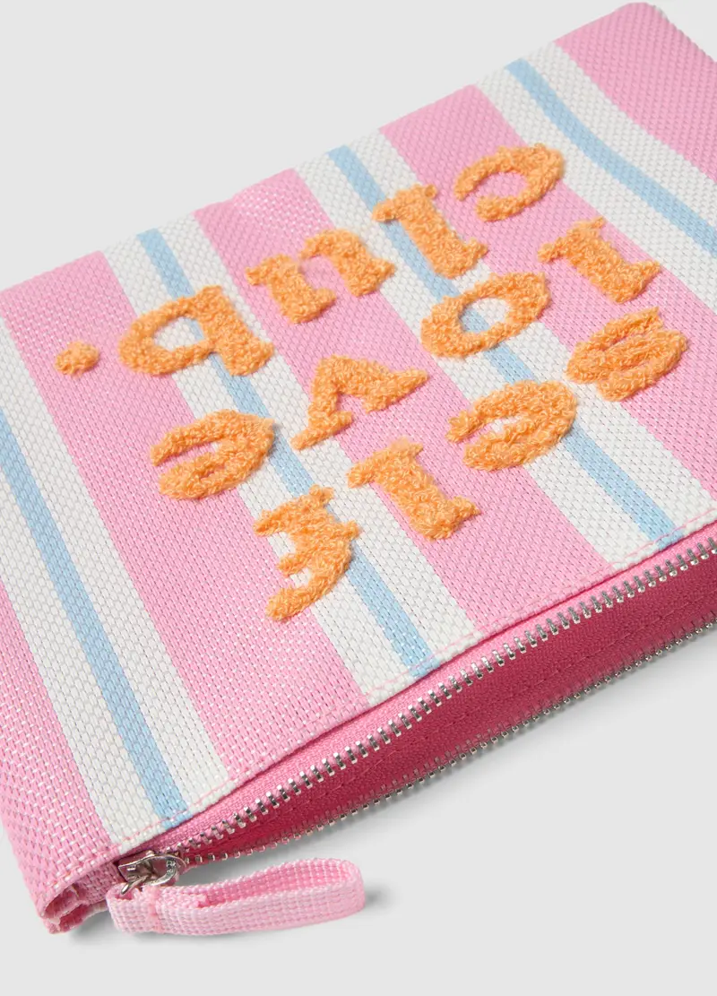 Portafoglio A Righe Multicolor Con Scritta Ricamata, Donna, Multicolor miniatura 3