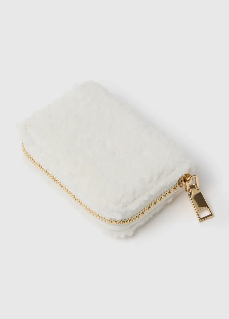 Portafoglio Bianco Con Zip, Donna, Bianco miniatura 2